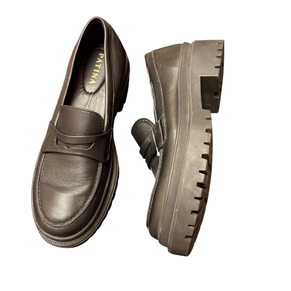 Patina Zoe chunky loafers black leather shoes size 8 - Picture 6 of 6